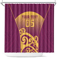Custom Waiuku College Shower Curtain Maori Koru Pattern LT05 Maroon - Polynesian Pride