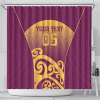 Custom Waiuku College Shower Curtain Maori Koru Pattern LT05 - Polynesian Pride