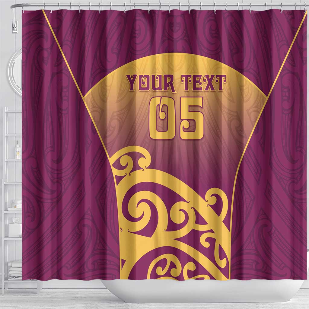 Custom Waiuku College Shower Curtain Maori Koru Pattern LT05 - Polynesian Pride