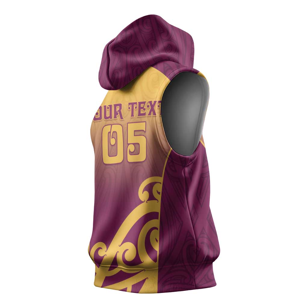 Custom Waiuku College Sleeveless Hoodie Maori Koru Pattern LT05 - Polynesian Pride