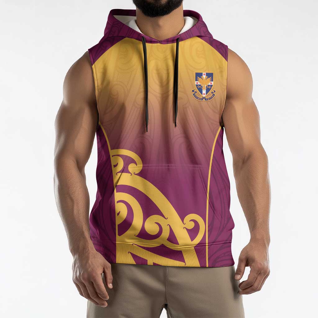 Custom Waiuku College Sleeveless Hoodie Maori Koru Pattern LT05 - Polynesian Pride