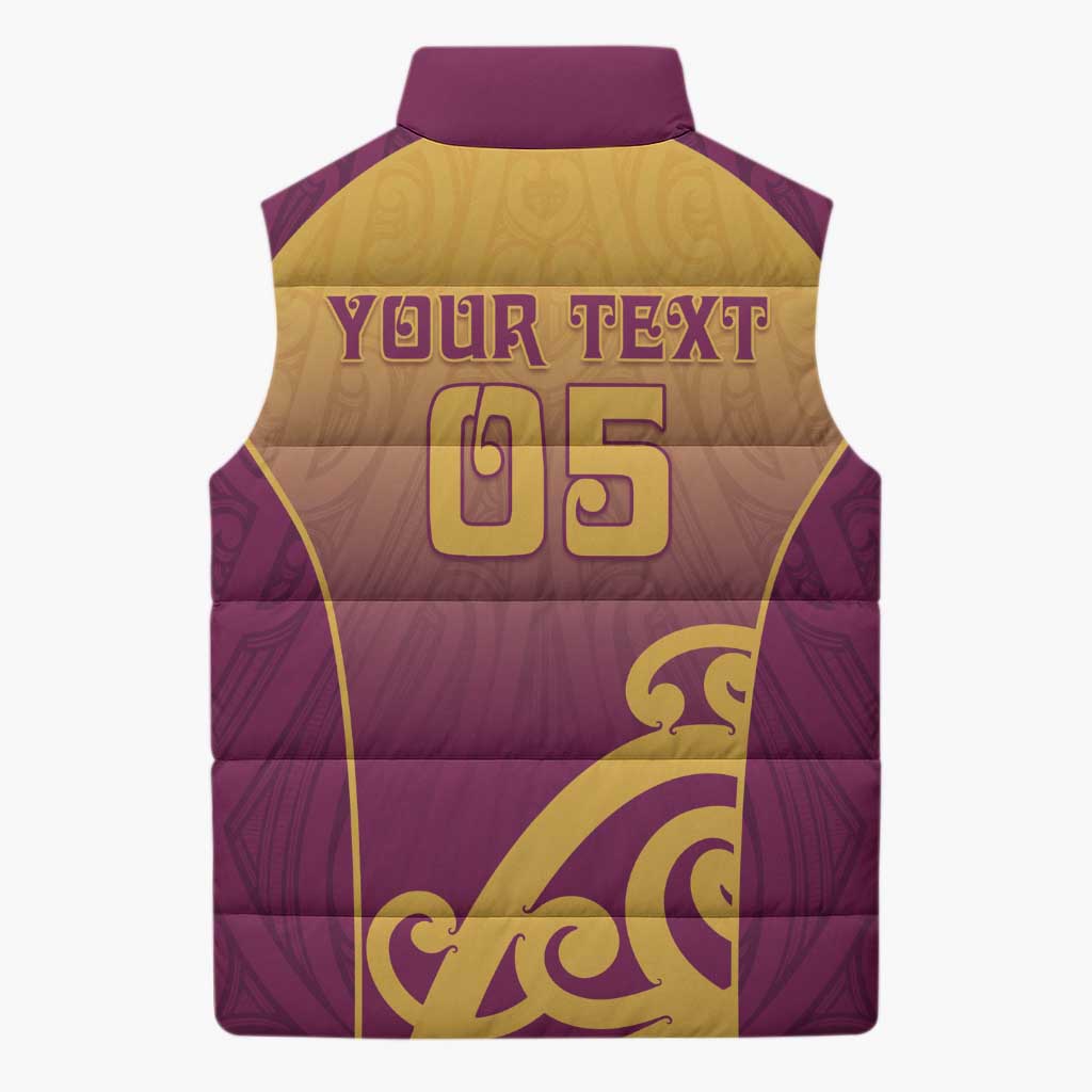 Custom Waiuku College Sleeveless Puffer Jacket Maori Koru Pattern LT05 - Polynesian Pride