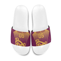 Custom Waiuku College Slide Sandals Maori Koru Pattern LT05 Maroon - Polynesian Pride