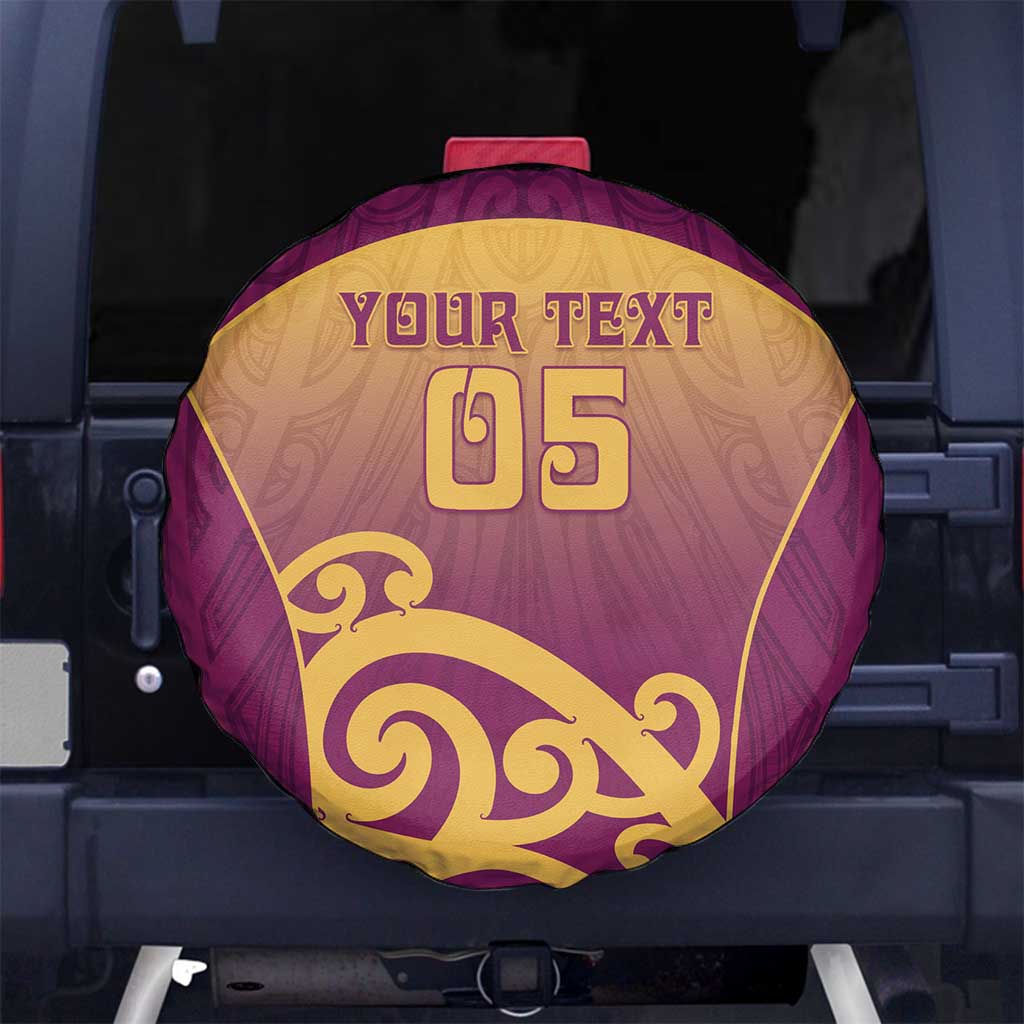 Custom Waiuku College Spare Tire Cover Maori Koru Pattern LT05 No hole Maroon - Polynesian Pride