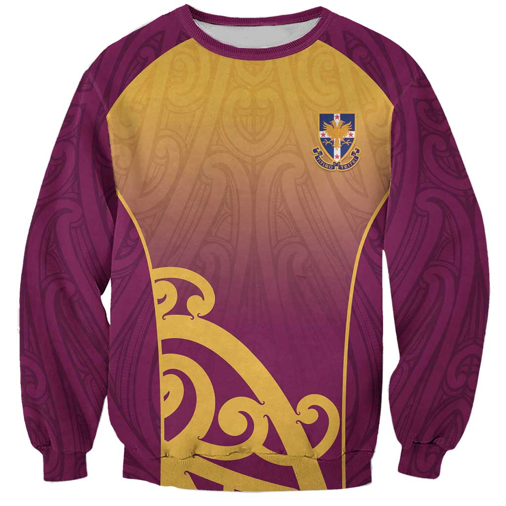 Custom Waiuku College Sweatshirt Maori Koru Pattern LT05 Unisex Maroon - Polynesian Pride