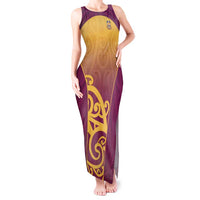 Custom Waiuku College Tank Maxi Dress Maori Koru Pattern LT05 Women Maroon - Polynesian Pride