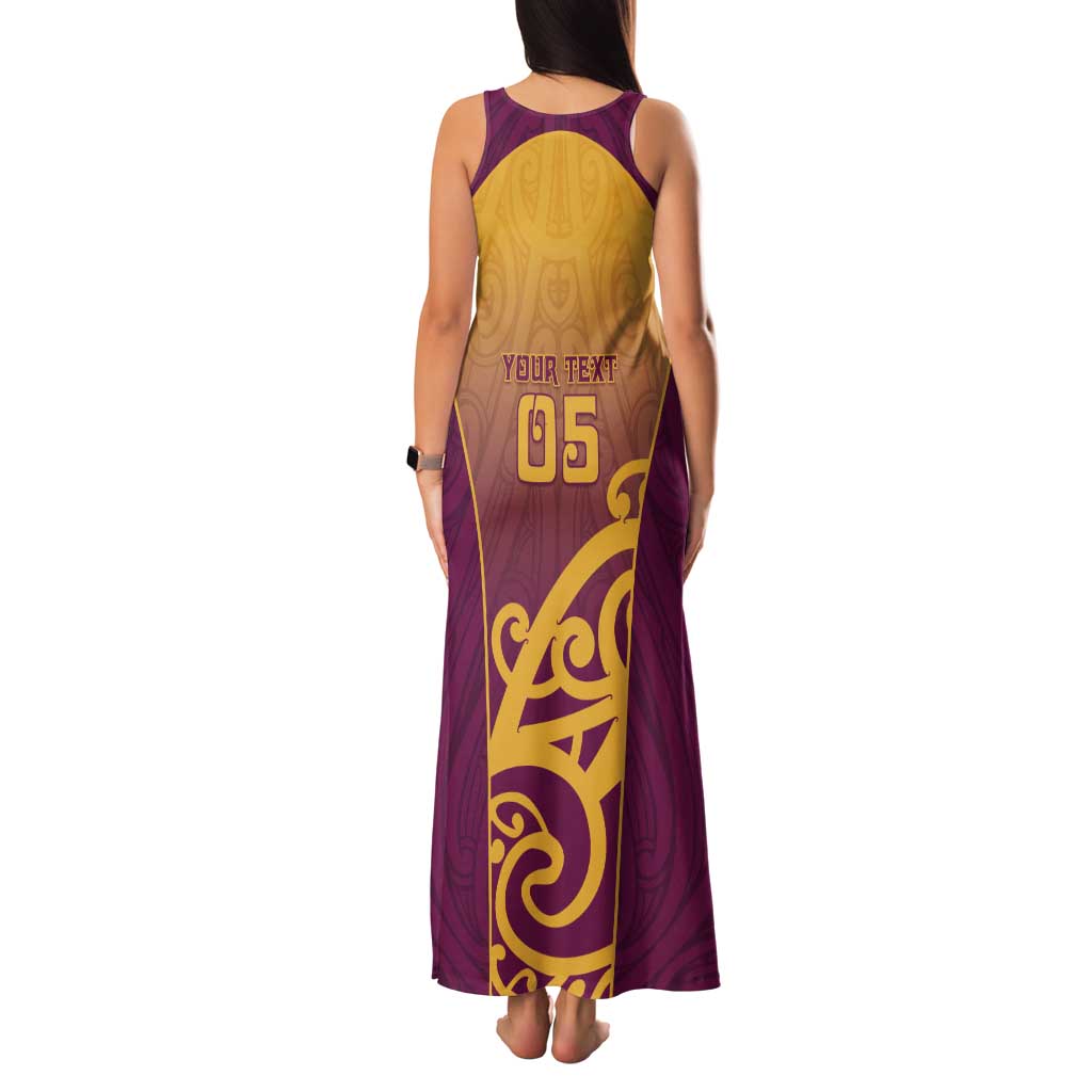 Custom Waiuku College Tank Maxi Dress Maori Koru Pattern LT05 - Polynesian Pride