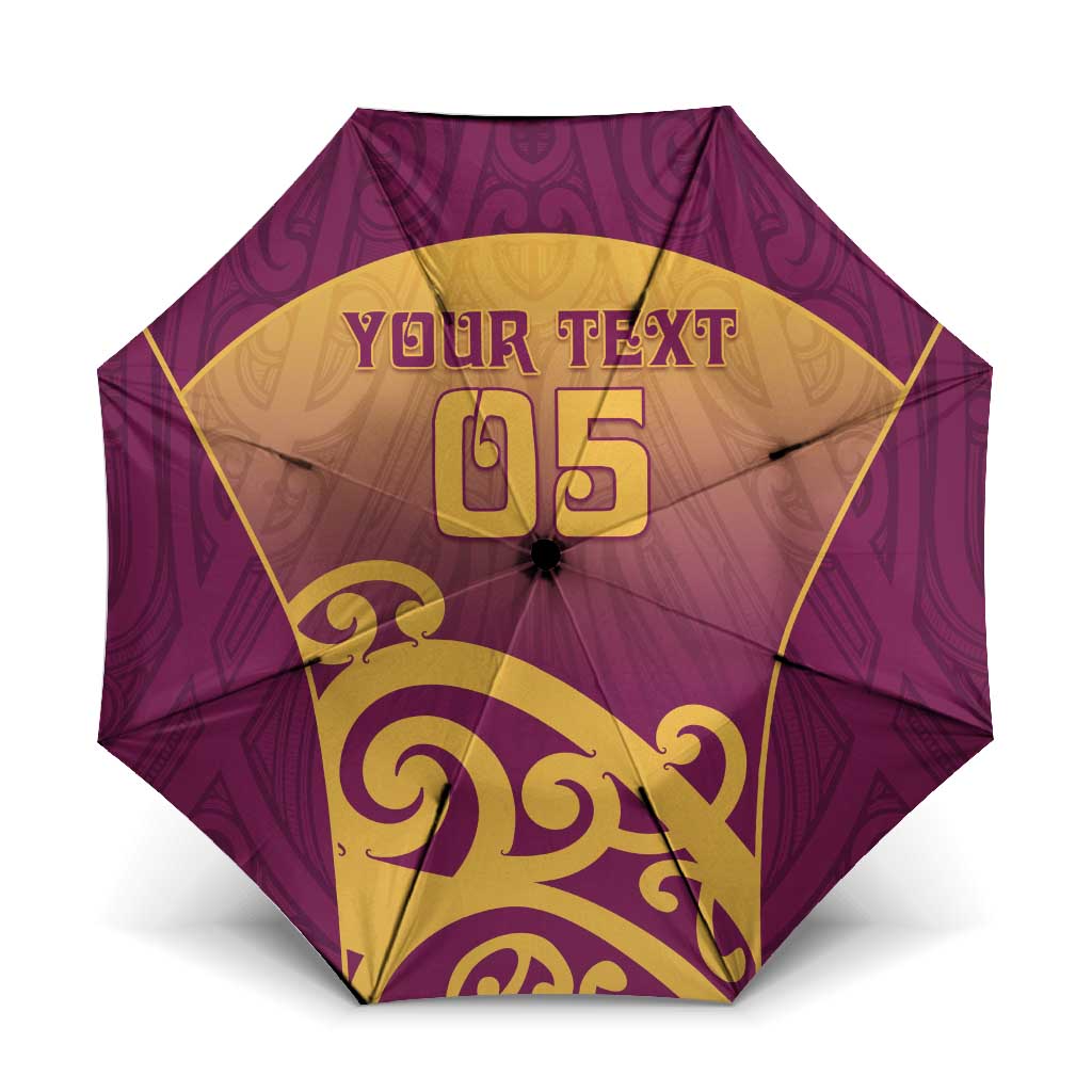 Custom Waiuku College Umbrella Maori Koru Pattern LT05 One Size Folded 11.42 inch Opened Diameter 37.4 inch Maroon - Polynesian Pride