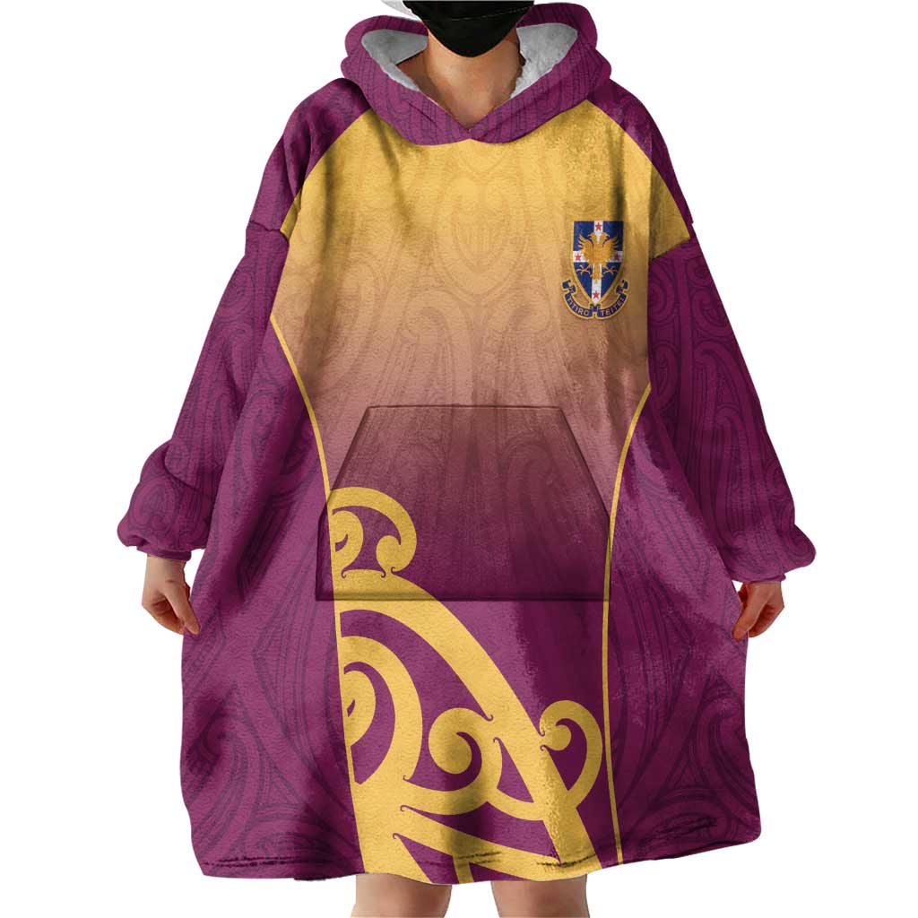 Custom Waiuku College Wearable Blanket Hoodie Maori Koru Pattern LT05 - Polynesian Pride