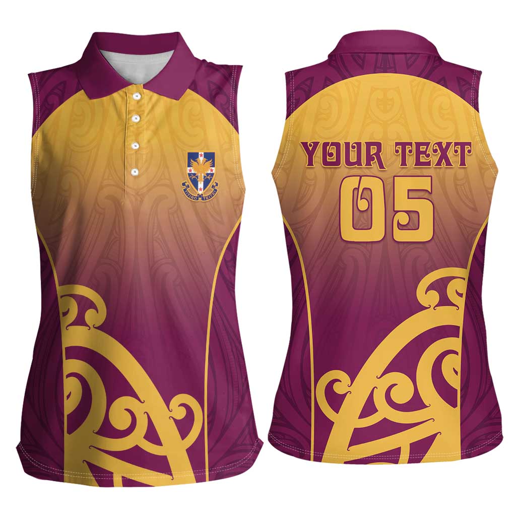 Custom Waiuku College Women Sleeveless Polo Shirt Maori Koru Pattern LT05 - Polynesian Pride