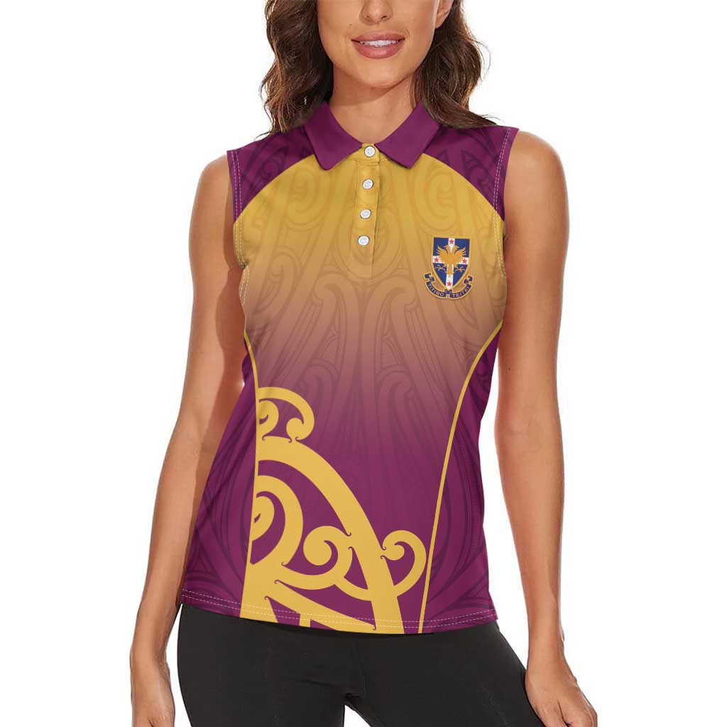Custom Waiuku College Women Sleeveless Polo Shirt Maori Koru Pattern LT05 - Polynesian Pride