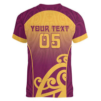 Custom Waiuku College Women V-Neck T-Shirt Maori Koru Pattern LT05 - Polynesian Pride