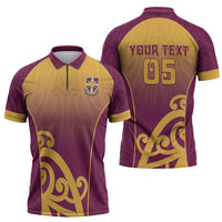 Custom Waiuku College Zipper Polo Shirt Maori Koru Pattern LT05 - Polynesian Pride