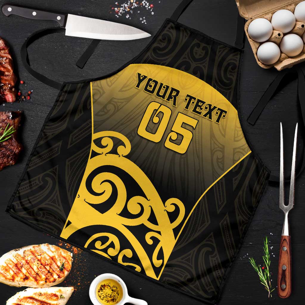 Custom Motueka High School Apron Maori Koru Pattern LT05 Black - Polynesian Pride
