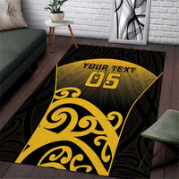 Custom Motueka High School Area Rug Maori Koru Pattern LT05 Black - Polynesian Pride