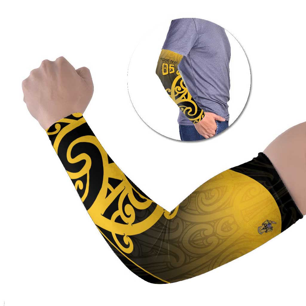 Custom Motueka High School Arm Sleeves Maori Koru Pattern LT05 Set of 2 Black - Polynesian Pride
