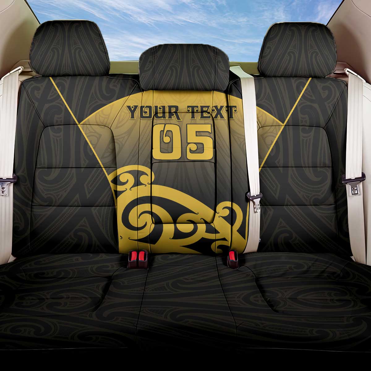 Custom Motueka High School Back Car Seat Cover Maori Koru Pattern LT05 One Size Black - Polynesian Pride