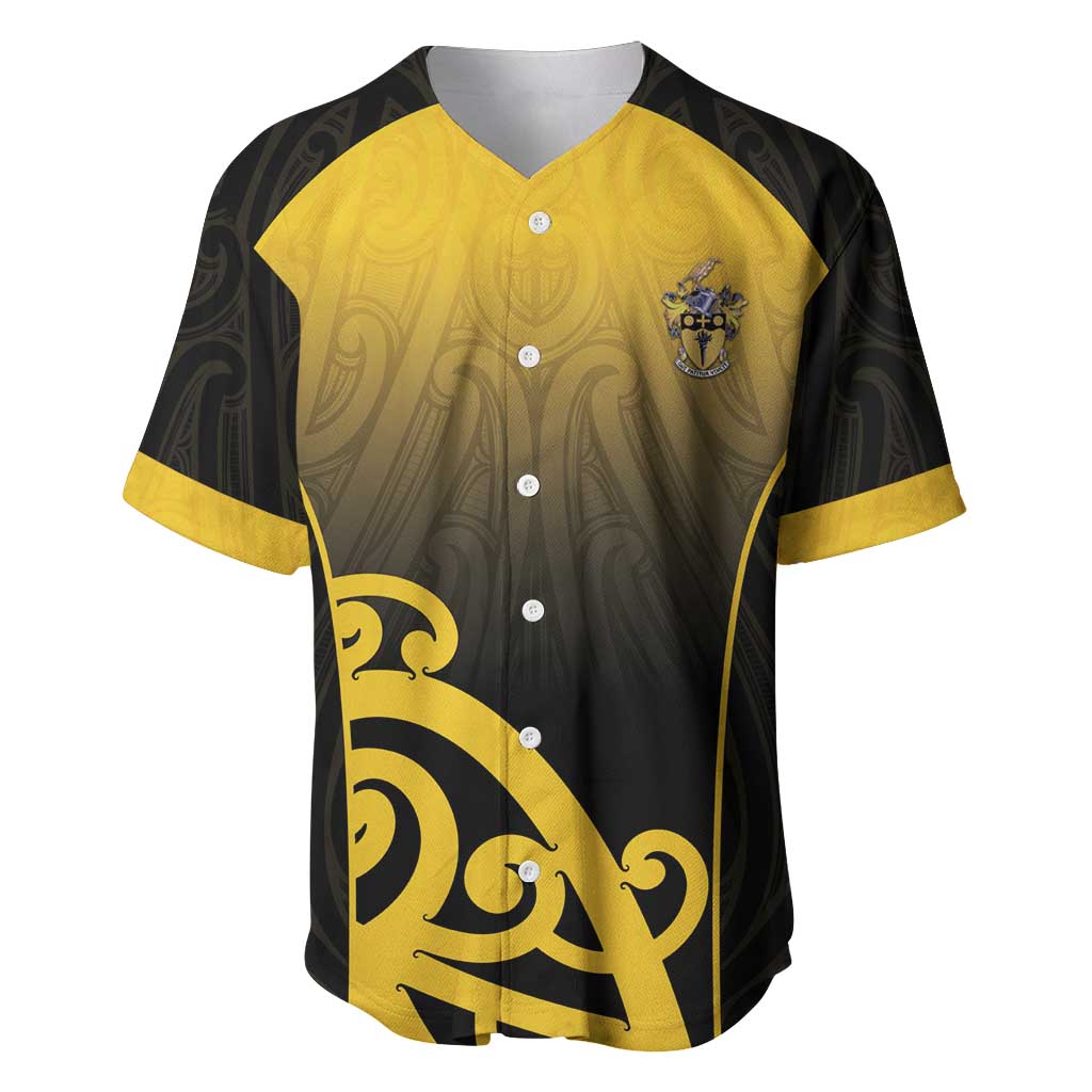 Custom Motueka High School Baseball Jersey Maori Koru Pattern LT05 Black - Polynesian Pride