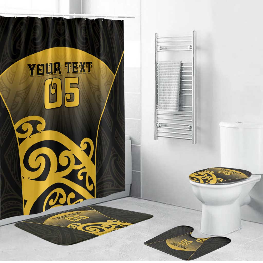 Custom Motueka High School Bathroom Set Maori Koru Pattern LT05 Bathroom Set (4 pcs) Black - Polynesian Pride