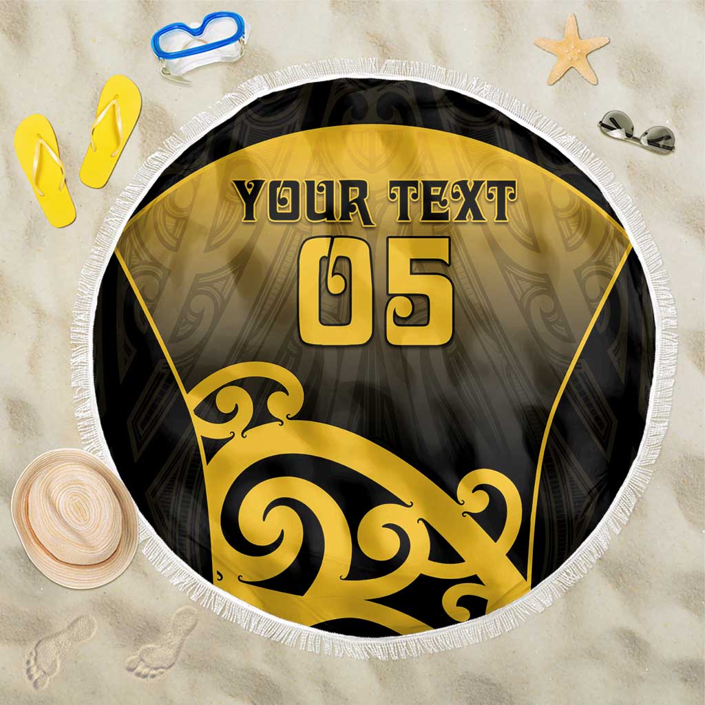 Custom Motueka High School Beach Blanket Maori Koru Pattern LT05 One Size 150cm Black - Polynesian Pride