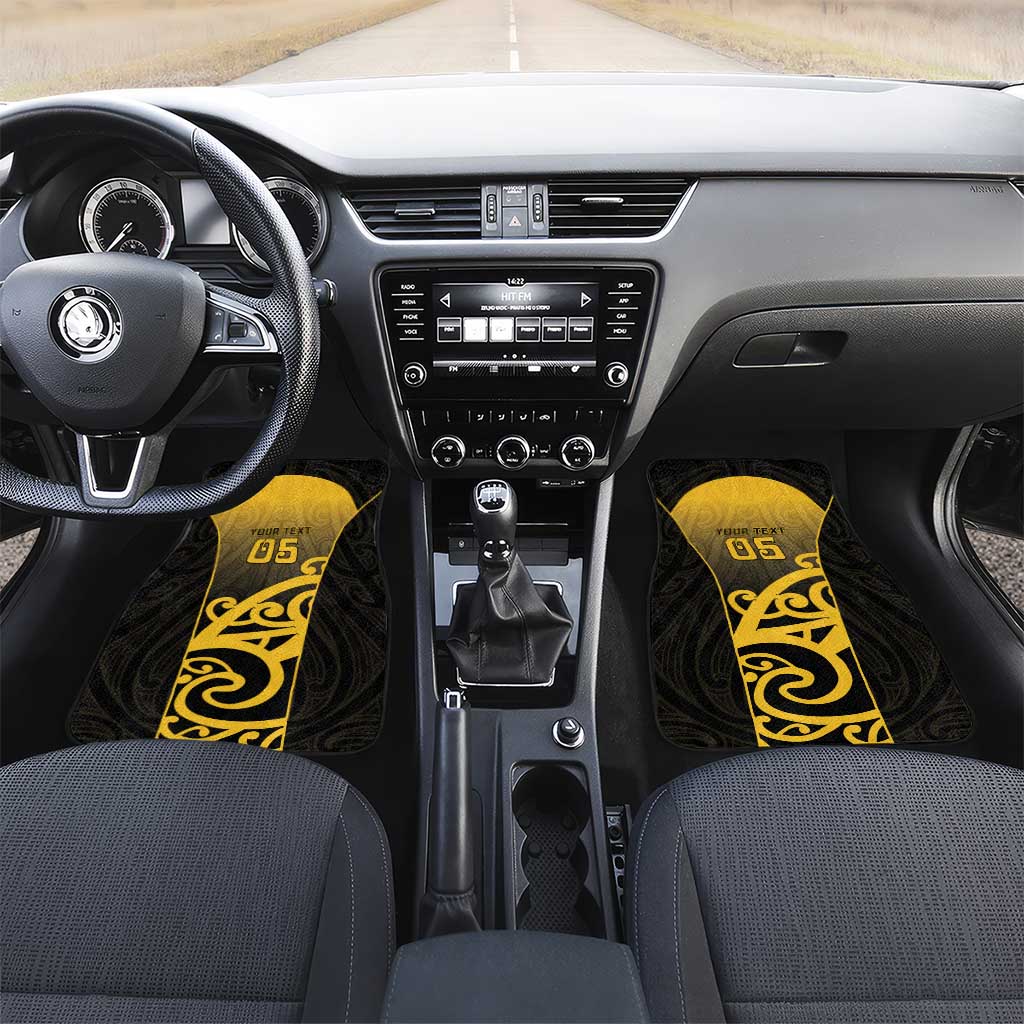 Custom Motueka High School Car Mats Maori Koru Pattern LT05 Set 2pcs - Front Black - Polynesian Pride