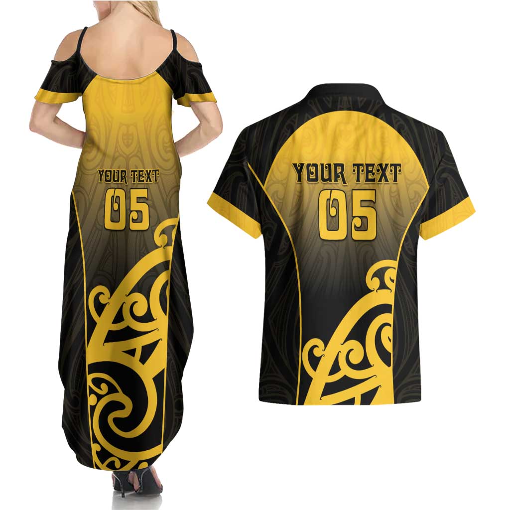 Custom Motueka High School Couples Matching Summer Maxi Dress and Hawaiian Shirt Maori Koru Pattern LT05 - Polynesian Pride