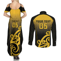 Custom Motueka High School Couples Matching Summer Maxi Dress and Long Sleeve Button Shirt Maori Koru Pattern LT05 - Polynesian Pride
