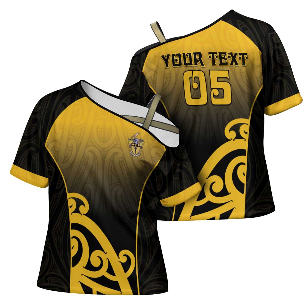 Custom Motueka High School Cross Shoulder Shirt Maori Koru Pattern LT05 - Polynesian Pride