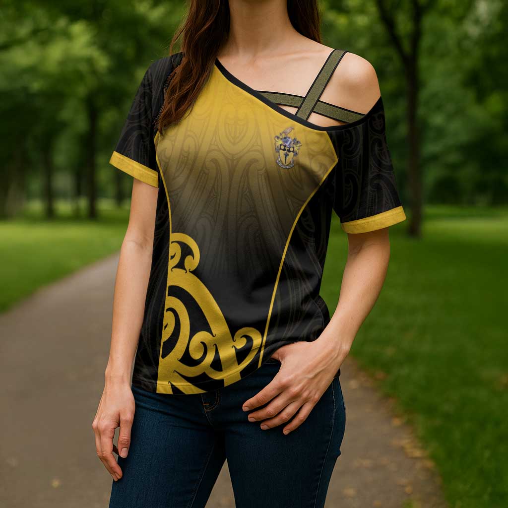 Custom Motueka High School Cross Shoulder Shirt Maori Koru Pattern LT05 - Polynesian Pride