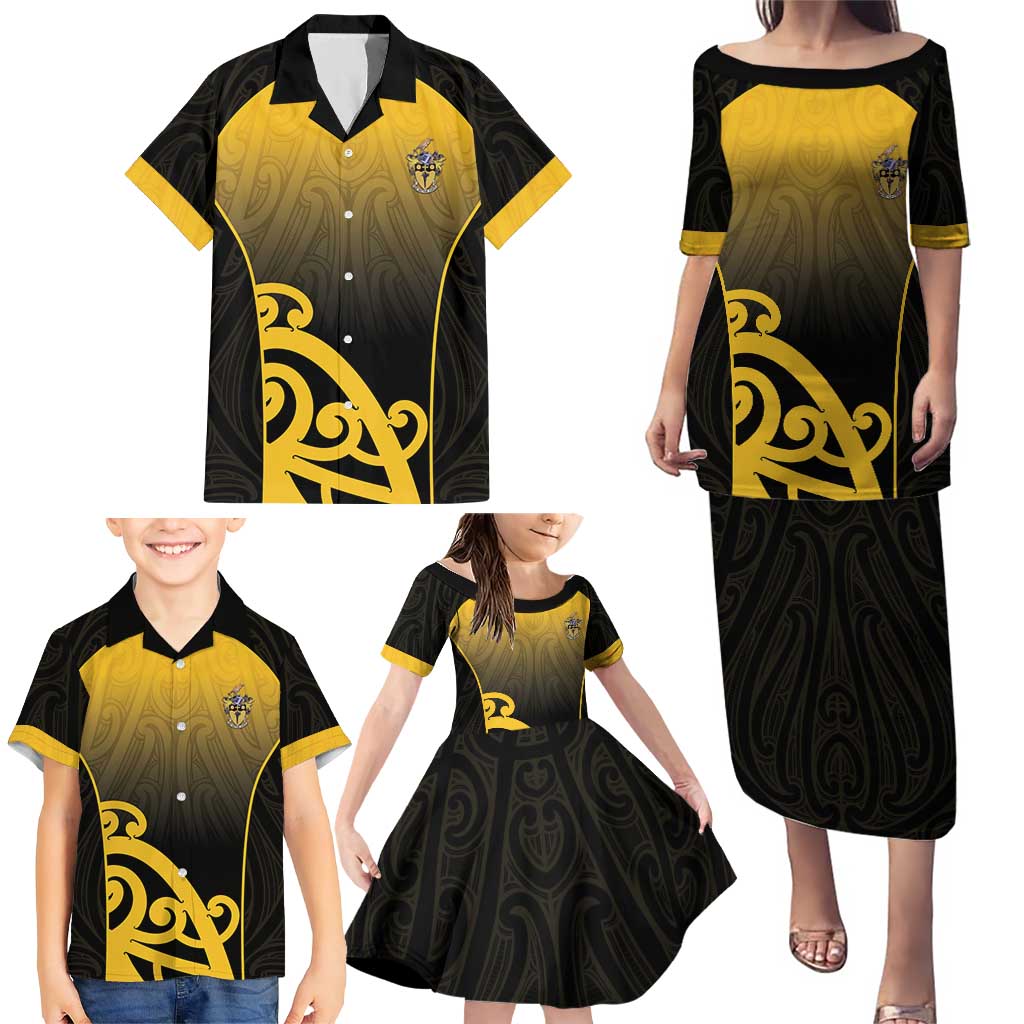 Custom Motueka High School Family Matching Puletasi and Hawaiian Shirt Maori Koru Pattern LT05 - Polynesian Pride