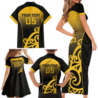Custom Motueka High School Family Matching Short Sleeve Bodycon Dress and Hawaiian Shirt Maori Koru Pattern