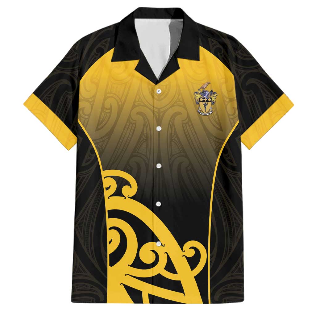 Custom Motueka High School Family Matching Summer Maxi Dress and Hawaiian Shirt Maori Koru Pattern LT05 Dad's Shirt - Short Sleeve Black - Polynesian Pride