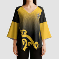 Custom Motueka High School Kimono Sleeve Blouse Maori Koru Pattern LT05 - Polynesian Pride