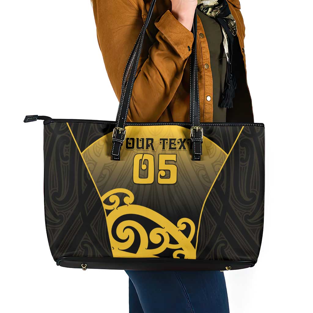 Custom Motueka High School Leather Tote Bag Maori Koru Pattern LT05 - Polynesian Pride