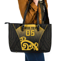 Custom Motueka High School Leather Tote Bag Maori Koru Pattern LT05 - Polynesian Pride