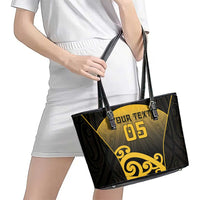 Custom Motueka High School Leather Tote Bag Maori Koru Pattern LT05 - Polynesian Pride