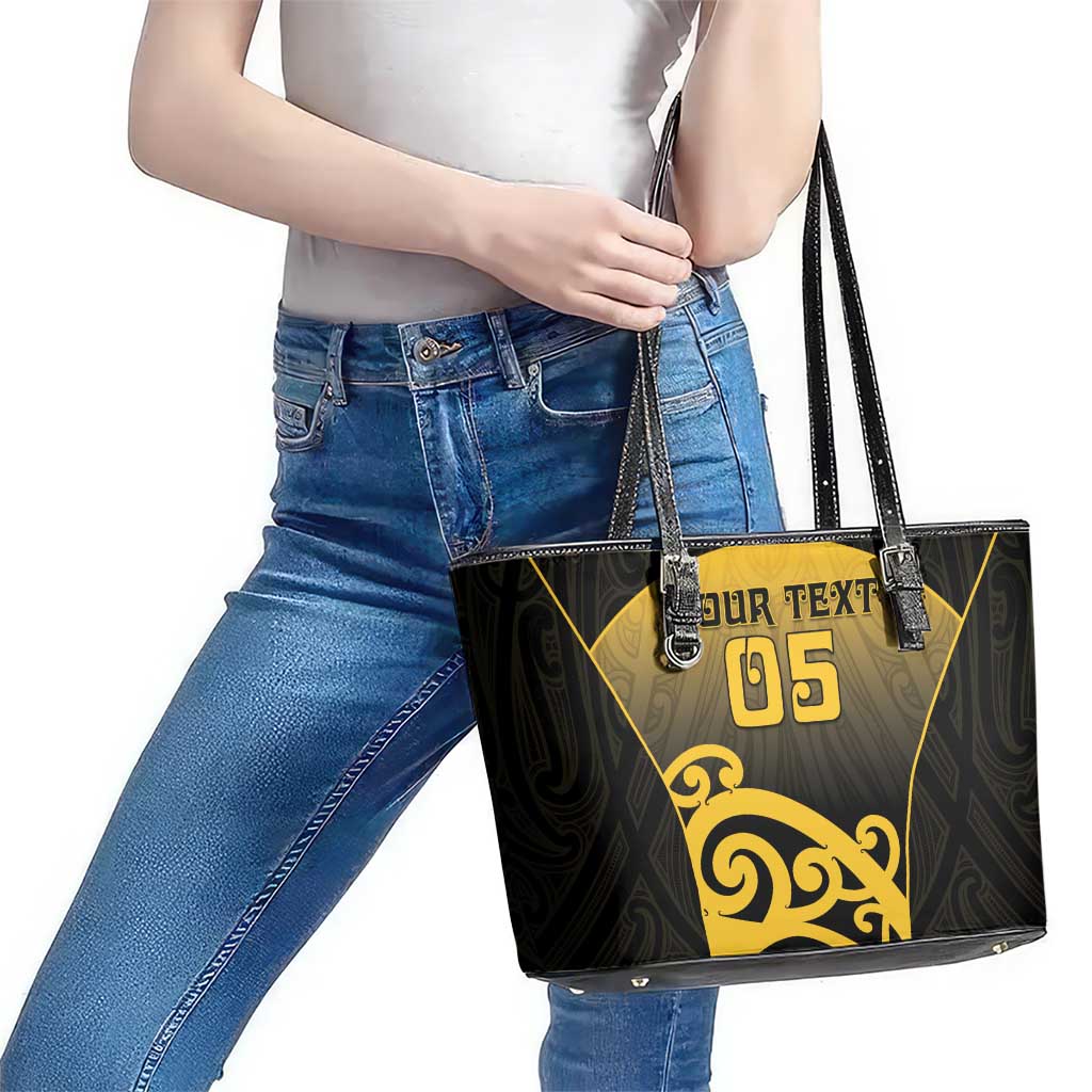 Custom Motueka High School Leather Tote Bag Maori Koru Pattern LT05 - Polynesian Pride
