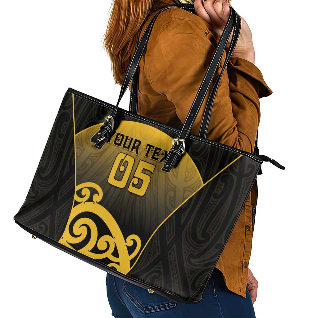 Custom Motueka High School Leather Tote Bag Maori Koru Pattern LT05 - Polynesian Pride