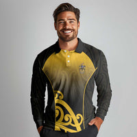 Custom Motueka High School Long Sleeve Polo Shirt Maori Koru Pattern LT05 - Polynesian Pride