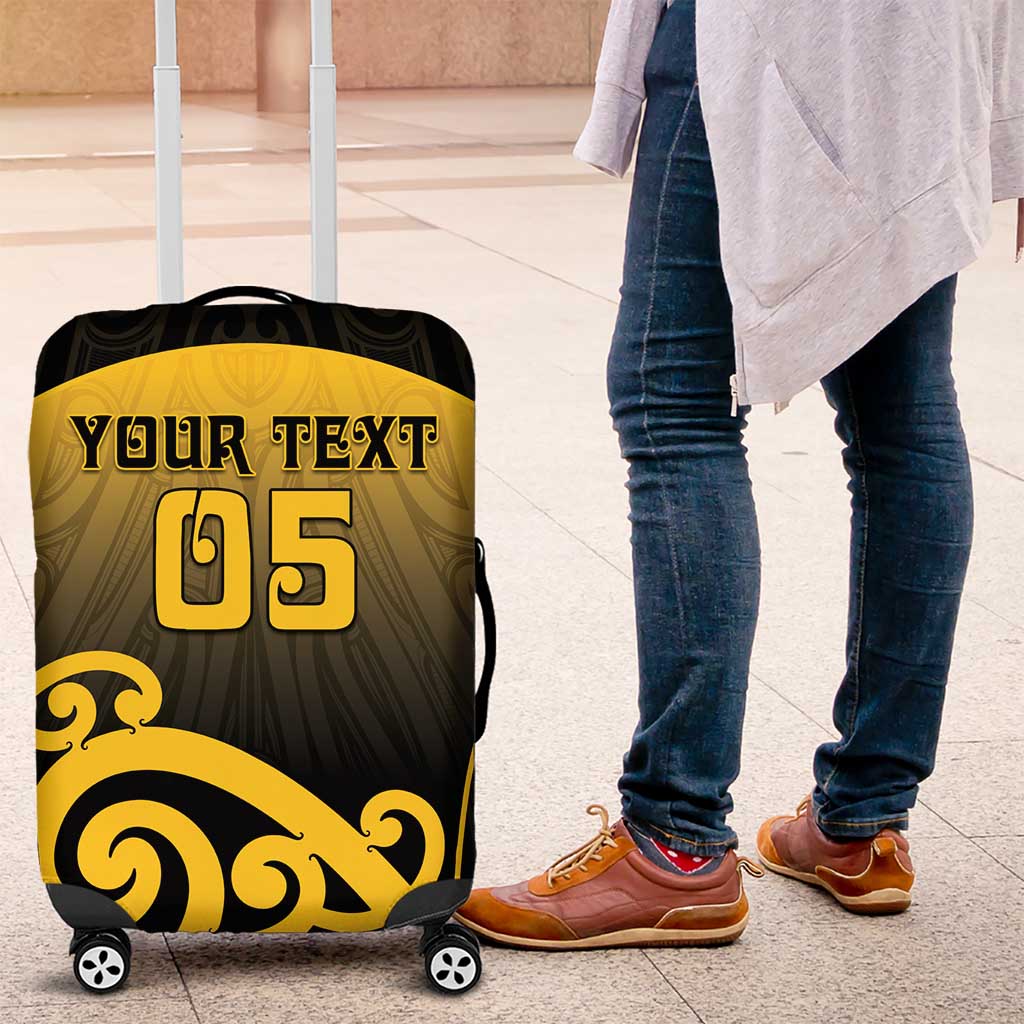 Custom Motueka High School Luggage Cover Maori Koru Pattern LT05 Black - Polynesian Pride