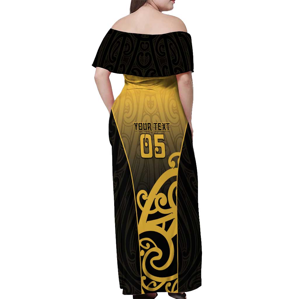 Custom Motueka High School Off Shoulder Maxi Dress Maori Koru Pattern LT05 - Polynesian Pride