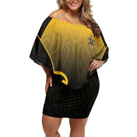 Custom Motueka High School Off Shoulder Short Dress Maori Koru Pattern LT05 Women Black - Polynesian Pride