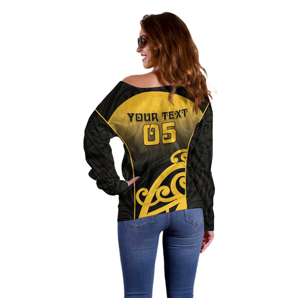 Custom Motueka High School Off Shoulder Sweater Maori Koru Pattern LT05 - Polynesian Pride
