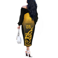 Custom Motueka High School Off The Shoulder Long Sleeve Dress Maori Koru Pattern LT05 - Polynesian Pride