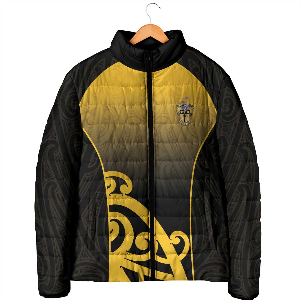 Custom Motueka High School Padded Jacket Maori Koru Pattern LT05 - Polynesian Pride