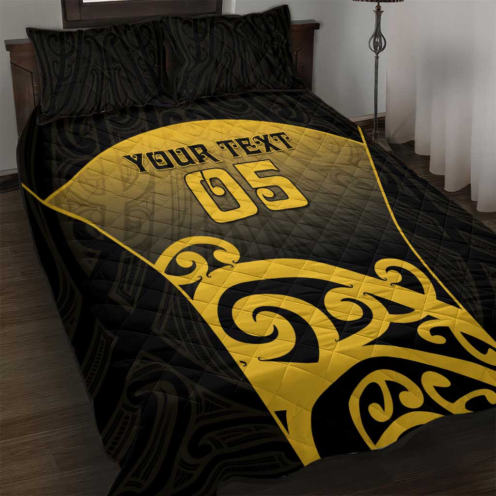 Custom Motueka High School Quilt Bed Set Maori Koru Pattern LT05 Black - Polynesian Pride