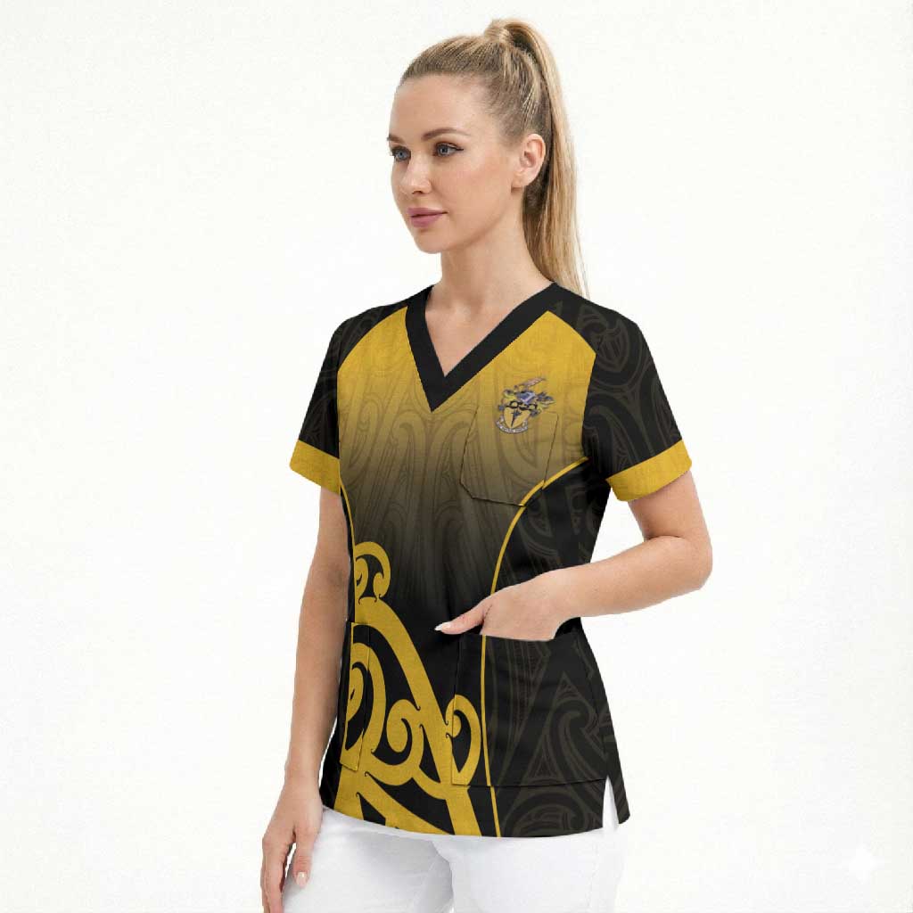 Custom Motueka High School Scrub Top Maori Koru Pattern LT05 - Polynesian Pride