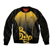 Custom Motueka High School Sleeve Zip Bomber Jacket Maori Koru Pattern
