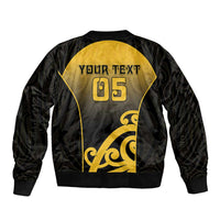 Custom Motueka High School Sleeve Zip Bomber Jacket Maori Koru Pattern