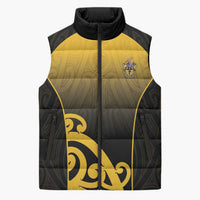 Custom Motueka High School Sleeveless Puffer Jacket Maori Koru Pattern LT05 Unisex Black - Polynesian Pride